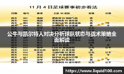 公牛与凯尔特人对决分析球队状态与战术策略全面解读